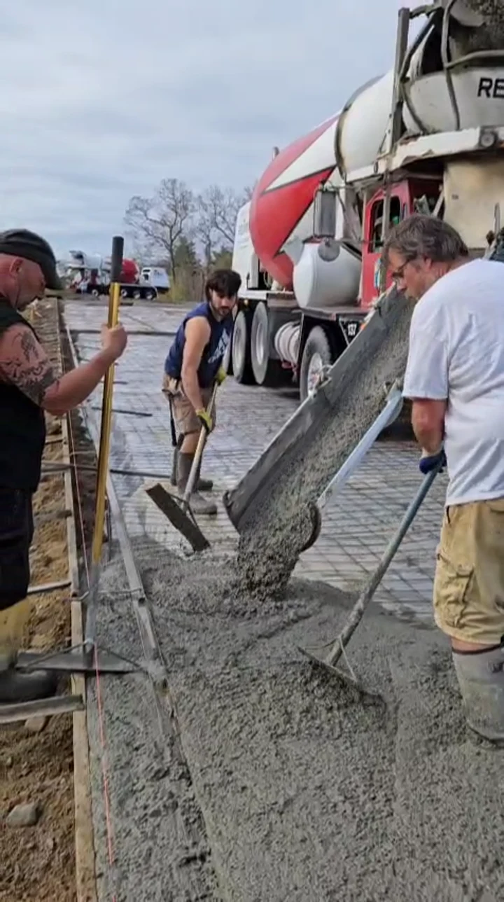 Bernard Concrete finishing work, still from job-site video