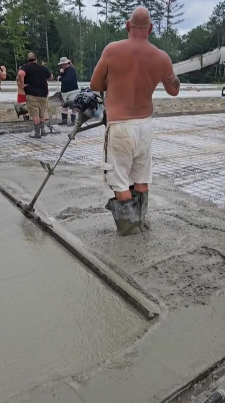 Bernard Concrete finishing work, still from job-site video