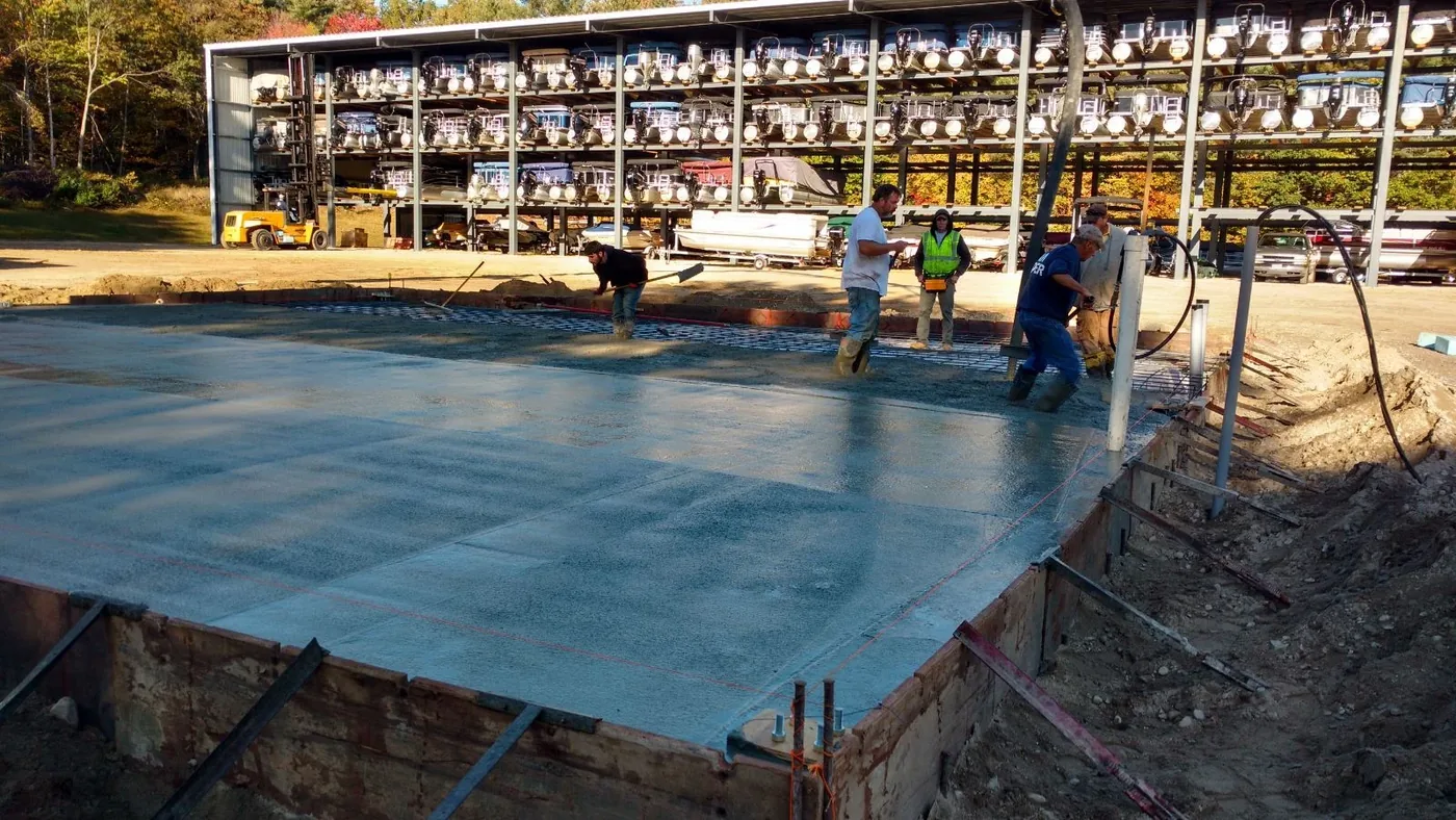 Concrete placement and finishing.