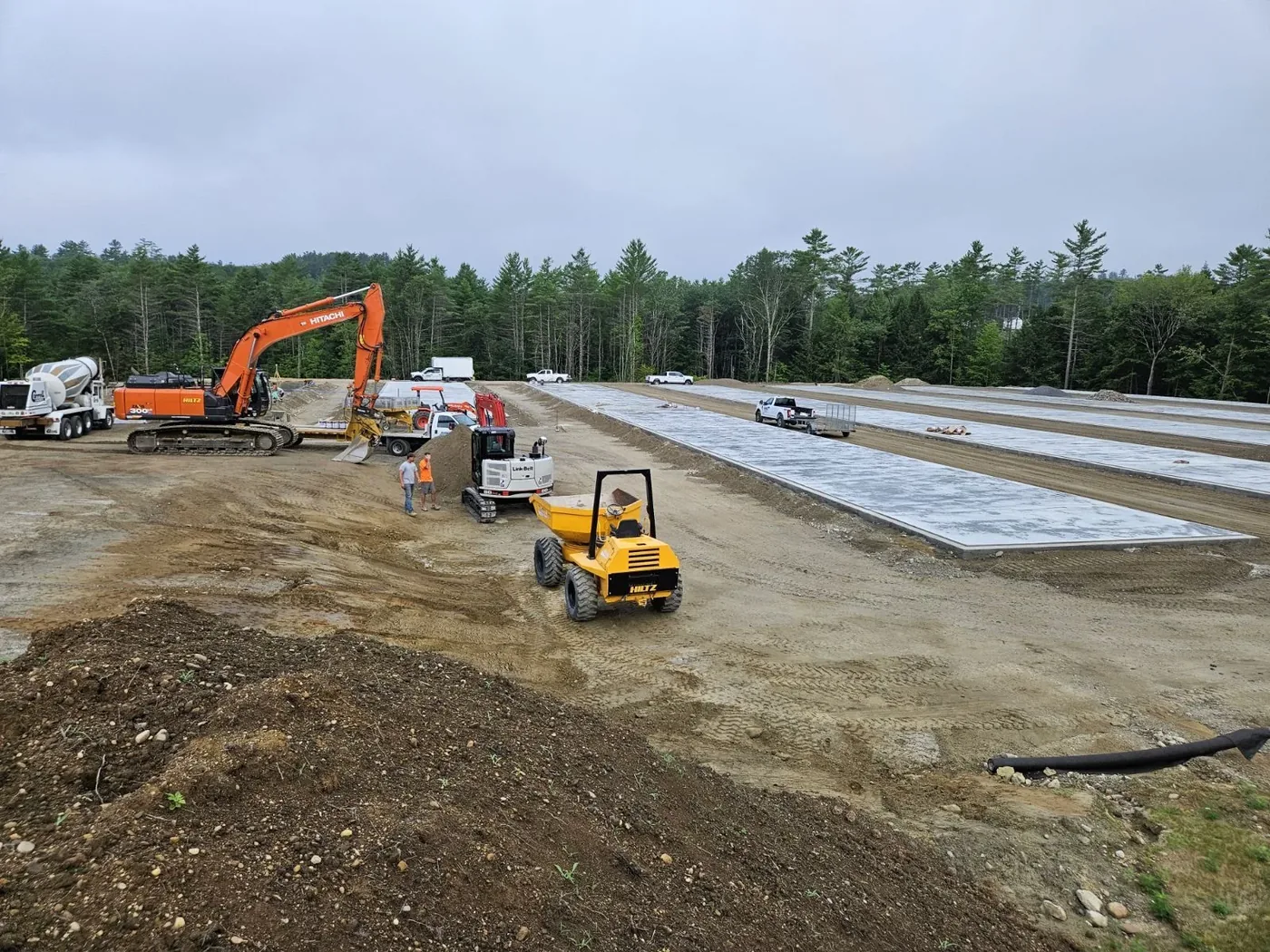 Large commercial building slabs and site equipment
